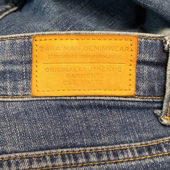 ZARA MAN Ripped Blue Denim Jeans SZ 34 - Picture 2 of 6